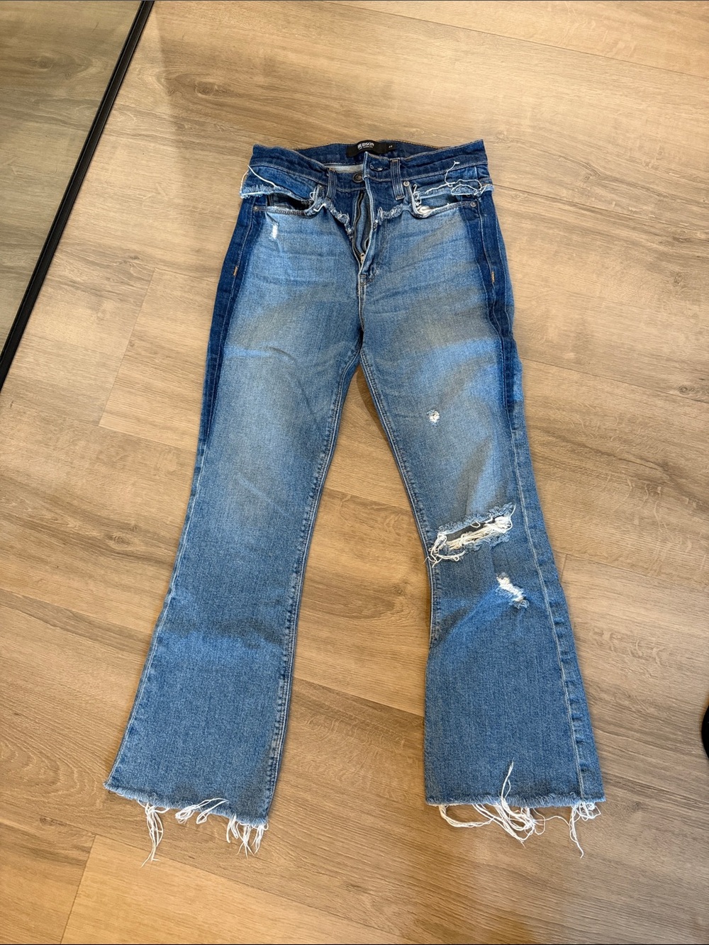 Hudson Jeans Distressed Blue Flare Jeans